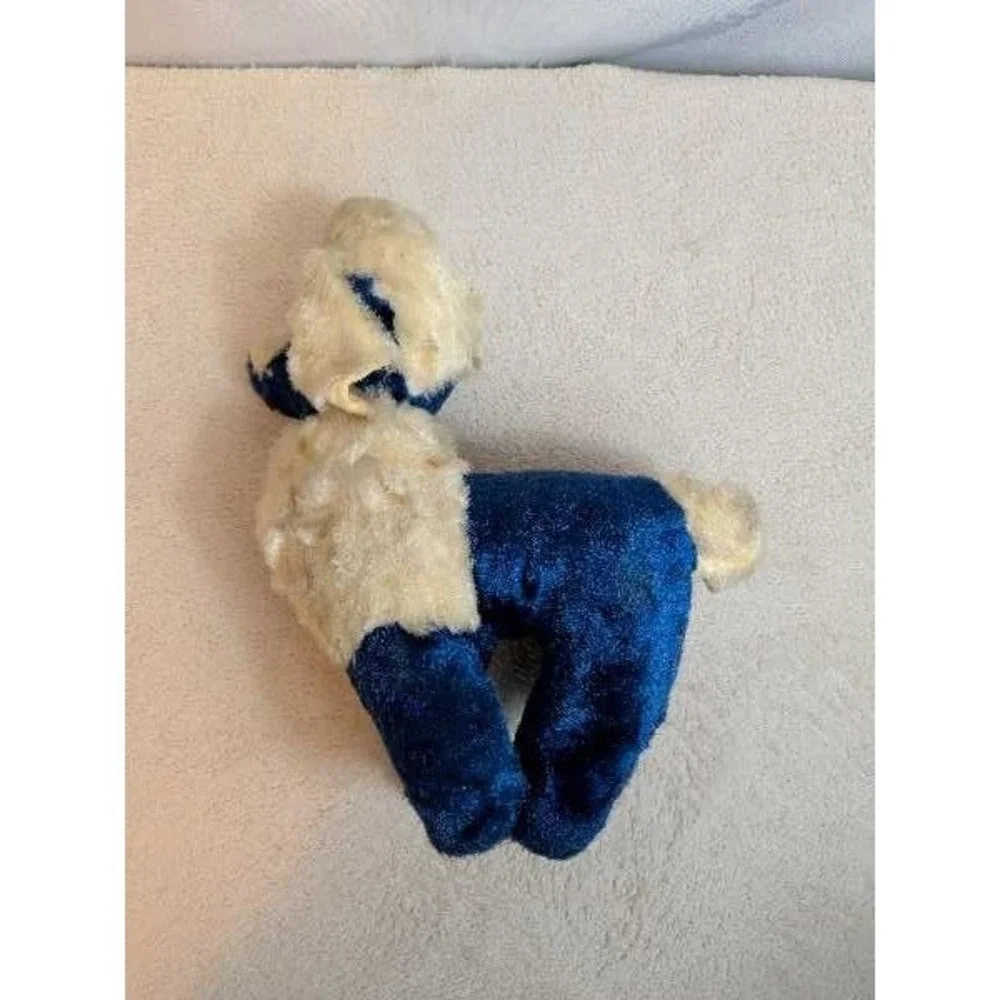 VTG Poodle Plush Stuffed Animal Toy Cream Blue Sparkle Eyes Dog Vintage Plush